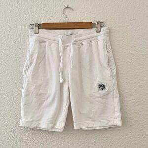 Men’s Stone Island White Drawstring Shorts Size Small